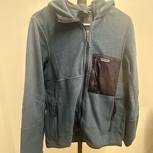 Patagonia Mens Blue Fleece Jacket with Black Pocket